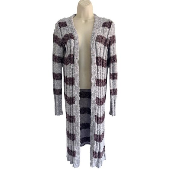 Free People Women's Sz XS Free Spirit Stripe Long Cardigan in Lavender Combo - Picture 3 of 10